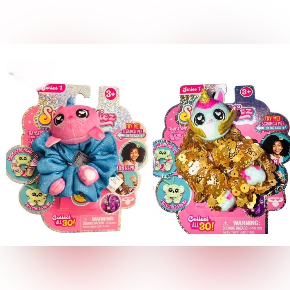 2‎ pack Scrunchmiez sequin unicorn Roxanne and blue pink Lola new